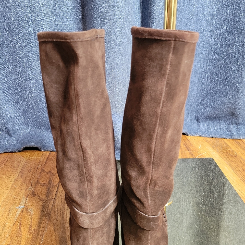 DKNYC Brown Suede Knee-High Women's Boots 7 1/2 Scandi Girl Desert Insppired - Picture 4 of 5